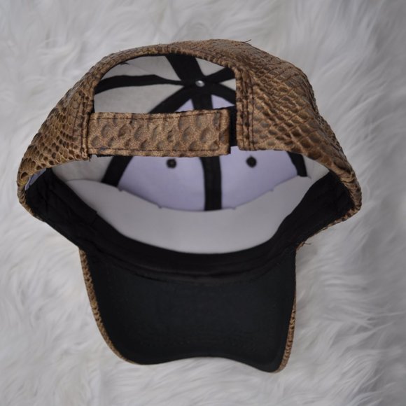 Cap Leather Snake design Adult Size Adjustable Hook and Loop closure Mens/Womens - Picture 4 of 7